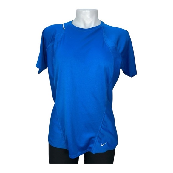 Nike Womens Dri Fit Shirt Running Training Size L Royal Blue Performance - Picture 1 of 10